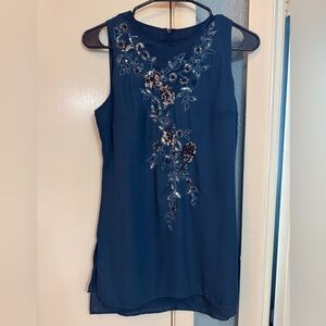 White House Black Market navy shirt with Embroidery